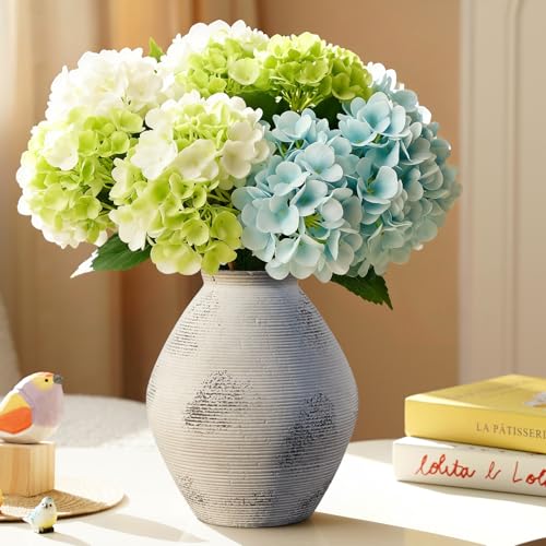 Ceramic Vase Rustic Pottery Vase,Neutral Gray Distressed Vases 7.87" - size: 7.87 In-textured-gray