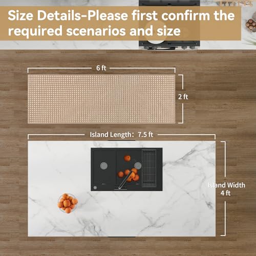 YDKGL 2x6 ft Low Pile Kitchen Runner Mat, Non Slip Washable, Brown - color: A- Brown, size: 2' x 6'