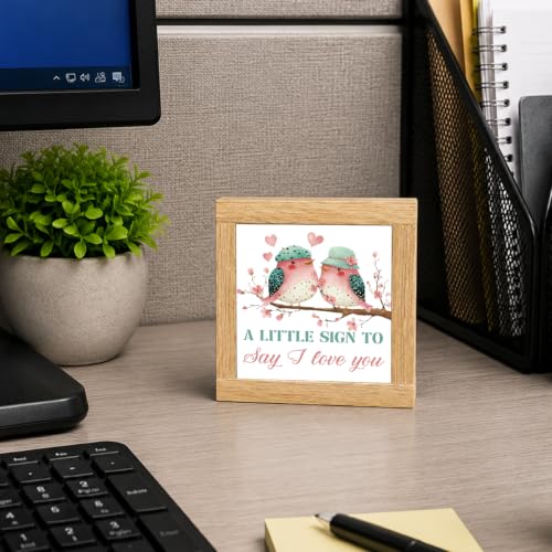 Cute Wood Sign Decor, Farmhouse Wooden Sign, Love Birds Tabletop Display