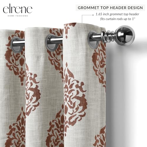 Threadmade Navara Medallion Room Darkening Window Curtain, Cinnamon - 52" W x 84" L - color: Cinnamon, size: 52"W x 84"L (Pack of 1)