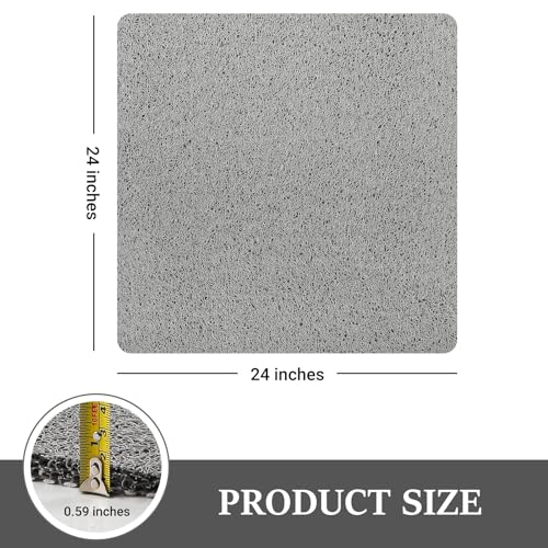 LuxStep Shower Mat Bathtub Mat Non-Slip Bath Mat with Drain, Quick Drying - color: Stylish Grey, size: 24" x 24"