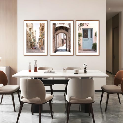 KAlRNE European Street Scenery Mediterranean Wall Art Italy Set-24’’X36’’X3 - color: European Street, size: 24"Lx36"W