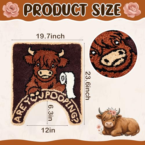 Drydiet U Shaped Toilet Rug Washable Cute Bath Mat 24x20,Highland Cattle - style: Highland Cattle