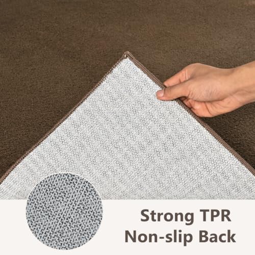 3x5 Beige Brown Solid Area Rug Washable Non-Slip Soft for Bedroom Kitchen - color: 13 Beige Brown Solid, size: 3' x 5' (Rectangular)