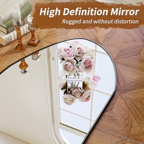 BEAUTYPEAK Irregular Full Length Mirror - 67x24 Black Framed Modern Mirrors - color: Black, size: 67"L x 24"W