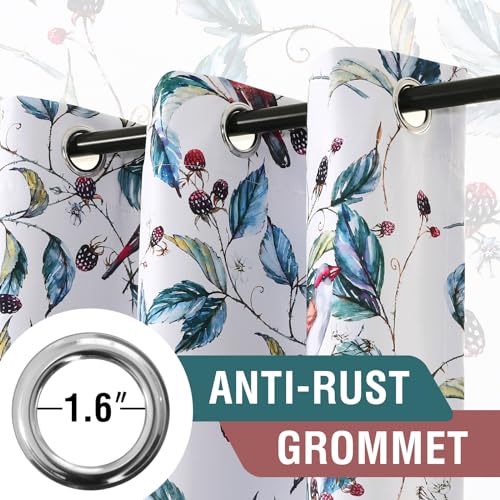 H.VERSAILTEX 100% Blackout Curtains 84 inch Length 2 Panels Set Printed Drapes Thermal Insulated Curtains for Bedroom with Black Liner Sound Proof Curtains, Wild Berry and Bird - color: Wild Berry and Bird, size: 52"W x 84"L (Pack of 2)