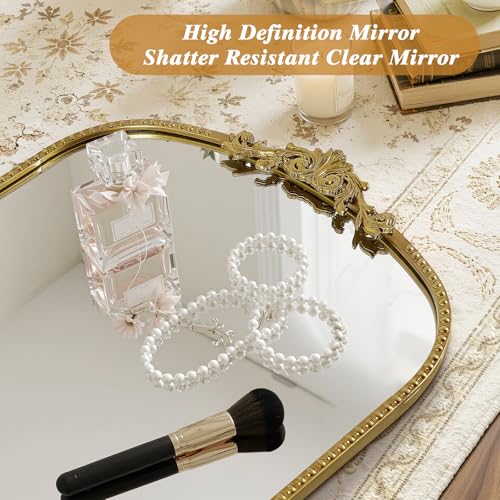 24"x36" Vintage Arched Wall Mirror with Beaded Metal Frame - size: 36"L x 24"W