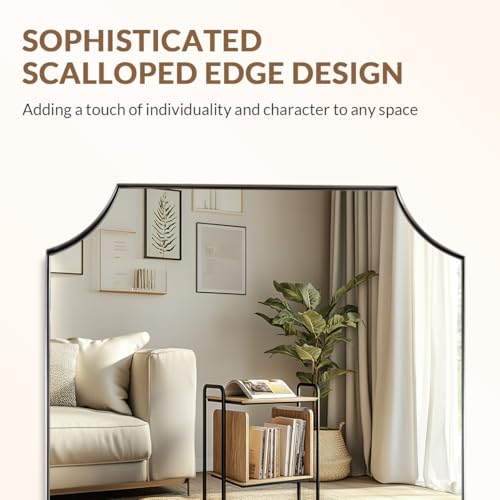 ANDY STAR Scalloped 32"x40" Brushed Nickel Wall Mounted Mirror - color: Brushed Nickel, size: 40"L x 32"W