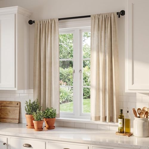 Black Curtain Rods for Windows 18 to 45 inches,1 Inch Modern Metal Drapery Rods,Adjustable Heavy Duty Curtain Pole with Round Finials(18"-45"Black Gold) - color: Black Gold, size: 18"-45"