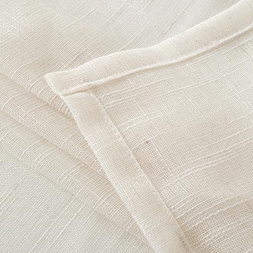 YoungsTex Linen Semi Sheer Curtains 45 Inches Long 2 Panels Set - color: Ivory White, size: 42"W x 45"L (Pack of 2)