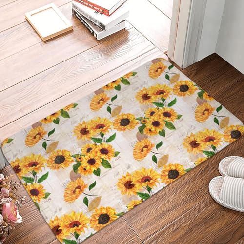 Sunflowers Bath Mat Non-Slip Soft Flannel Bathroom Rugs Washable Bathmat, Carpet Rug Entryway Decor for Tub Shower Room Floor Home Kitchen,24x16 in - color: Sunflowers, size: 1'4" x 1'11" (Rectangular)
