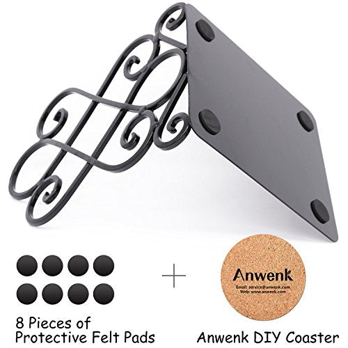 Anwenk Vintage Bookends with Felt Pads 2.2LB Heavy Duty Bookend Holder Long Base, Luxury Art Book Stand Retro Antique Style,Non-Skid Felt Pads to Protect Bookshelf Bookcase-Black,1 Pair - color: Black