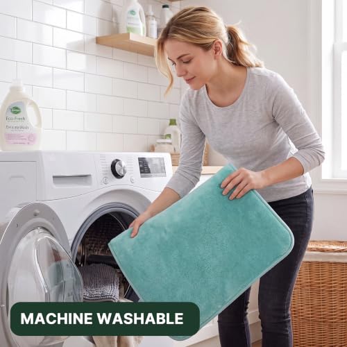 H.VERSAILTEX Bath Mat Set Flannel Velvety Luxury Extra Soft Absorbent Non Slip Bathroom/Bedroom Rugs (Curved Set 20"x 32" Plus 20"x 20"U, Eggshell Blue) - color: Eggshell Blue, size: 20" x 32" Plus 20" x 20" U