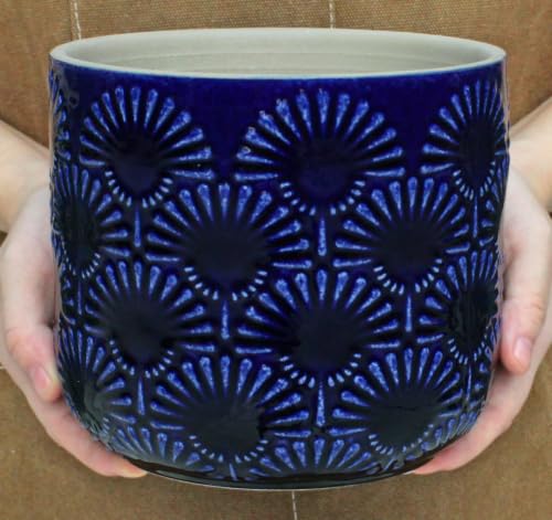6.7" Modern Art Deco Ceramic Planter, Cobalt Blue Flower Pot Indoor/Outdoor - color: Blue