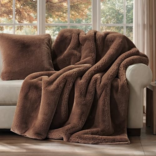 EverGrace Faux Chinchilla Fur Throw Blanket, 60"x80", Chestnut Mink - color: Chestnut Mink, size: 60"x80"