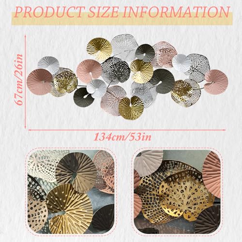 edaknez Large Metal Wall Art, 53 x 26 Inch Metal Lotus Wall Art Decor - color: A 53 inch x 26 inch