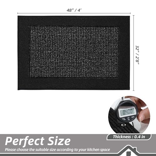 BEQHAUSE Kitchen Rugs 32"x48", Non Slip Kitchen Floor Mats Washable, Black - color: Black, size: 32" X 48" (Rectangular)