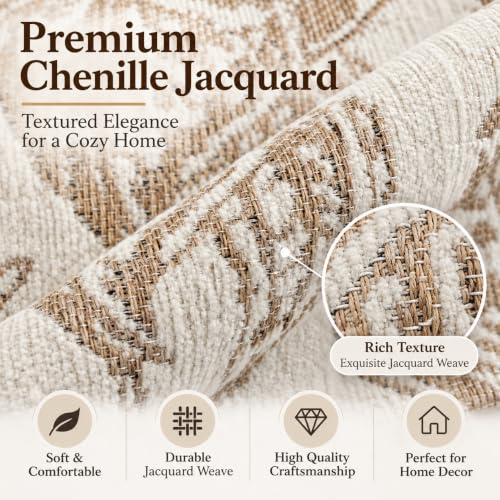 Set of 2 Decorative European Jacquard Vintage Embroidery Stereo Sofa Pillow Covers for Home Decor, Sofa Living Room, Couch, Bed.18x18IN (Ivory Peony) - color: Ivory Peony