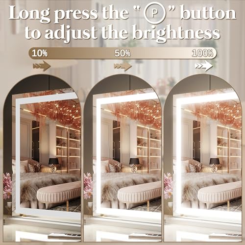 FENNIO Vanity Mirror with Lights 32"x22", Lighted Makeup Mirror, Large Vanity Mirror, Touch Sensor with 3-Color Lighting, USB Charging Port for Vanity Desk(Square White) - color: White, size: 22.5"L x 31.5"W