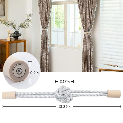 Magnetic Curtain Tiebacks Holdbacks Rope Curtain Tie Backs Outdoor Contoeey - color: White