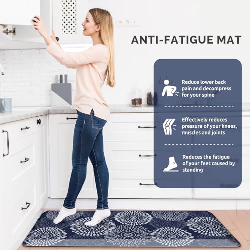 Kitchen Mat Water-Resistant Kitchen Rugs Cushioned Anti-Fatigue Floor Mat - color: Blue, size: 39"L x 17.3"W x 0.5"Th