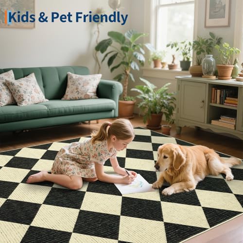 GarveeHome 3x5 Checkered Area Rug Non Slip Washable Entryway Bedroom Rug - color: Dark/Coffee, size: 3' x 5' (Rectangular)