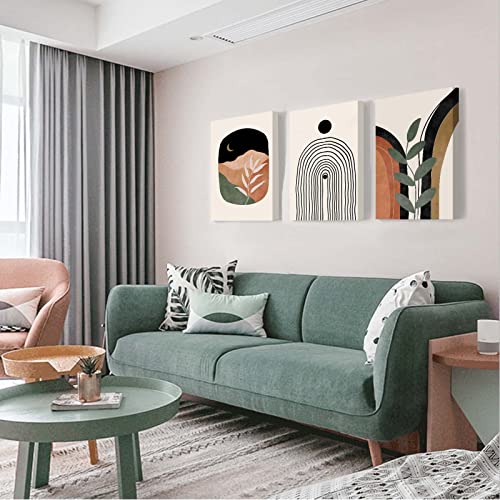 Boho Wall Art Prints Set of 3, Neutral Abstract Geometric Canvas Artwork for Bedroom, Bathroom, Living Room, Office (12x16 Inch x 3 Pieces) - color: Boho Prints-2, size: 12x16inchx3pcs