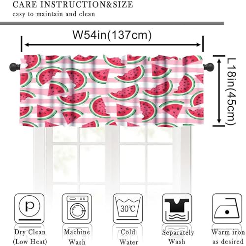 Watermelon Valance Curtains, Pink Summer Fruit Seasonal Rustic Farmhouse Window Curtain Valances for Kitchen Dinning Room Living Room Bedroom 1 Panel, 54x18 Inch - color: Fruit-16, size: 53"W x 18"L (Pack of 1)