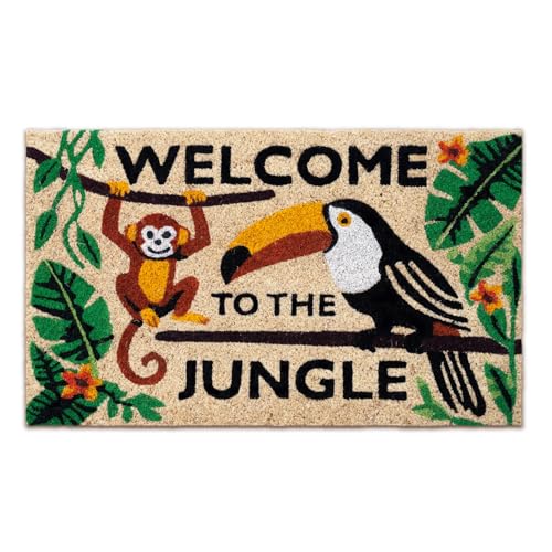 Coir Door Mats Outdoor, Welcome to the Jungle, 16 x 27,5 in - color: Welcome to the Jungle