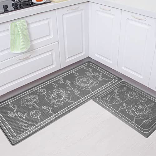 Kitchen Floor Mat Set of 2, Anti Fatigue Kitchen Mat 17"x59"+17"x29" - color: Grey, size: 17"x59"+17"x29"