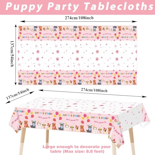 3 Pack Paw Patrol Birthday Decorations Pet Dog Tablecloths Puppy Table Covers Pink Dog Party Supplies Paw Print Table Decor for Girls Kids Lets Pawty Birthday Baby Shower Party Favor 54 x 108 Inch - style: Dog Birthday