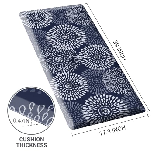 Kitchen Mat Water-Resistant Kitchen Rugs Cushioned Anti-Fatigue Floor Mat - color: Blue, size: 39"L x 17.3"W x 0.5"Th