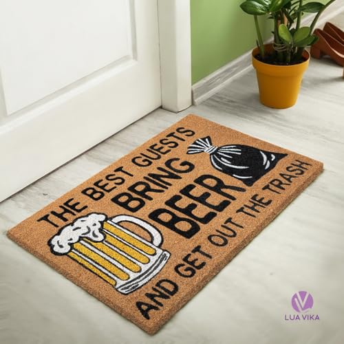 Funny Coir Door Mats Outside and Inside, Beer, 17 x 30 in - color: Beer