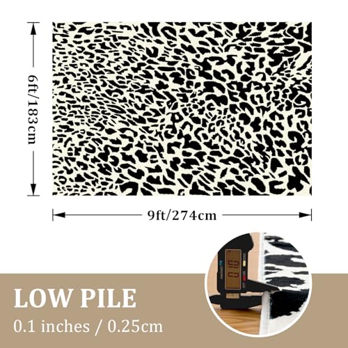 YIHOUSE Leopard Rug for Living Room, Black and White Cute Cheetah Print Rug Modern Washable Animal Printed Rugs for Bedroom, Girls Boys Dorm Room Nursery Room, Playroom, 6x9 - color: Leopard Print, size: 6' x 9' (Rectangular)