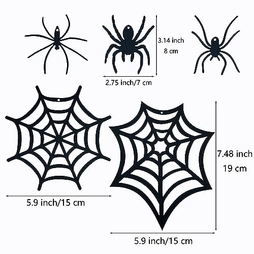 SaktopDeco 33 PCS Hanging Spider Decorations Spider Ornament Black Felt Spider Web Halloween Decorations for DIY House Decor