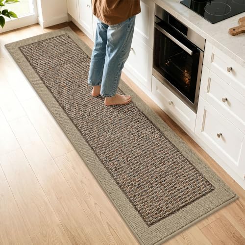BEQHAUSE Kitchen Runner Rug 24"x96", Non Slip Kitchen Mat Washable, Taupe - color: Taupe, size: 24" X 96" (Rectangular)
