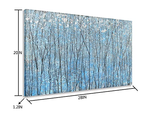 Yihui Arts Blue Tree Canvas Wall Art - Abstract Landscape Paintings with Silver Foil - Modern Forest Artwork for Living Room Bedroom Bathroom Decor - color: Blue Black Tree, size: 28"L x 20"W