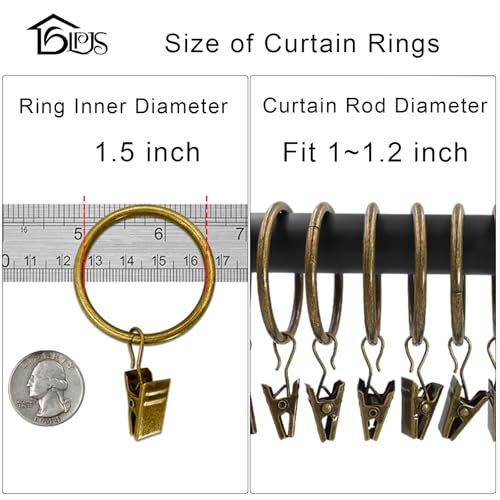 LLPJS Curtain Rings with Clips, 1.5 inch ID, 20 Pack, Bronze - color: Bronze, size: 1.5" I D Set of 20