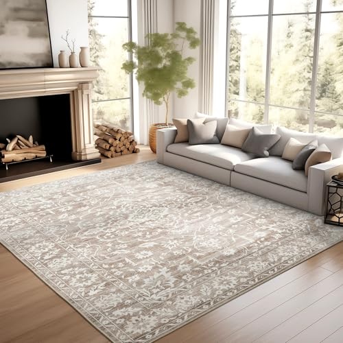 Soalmost 5x7 Area Rugs for Living Room, Washable Neutral Soft Rug - color: Light Brown, size: 5' x 7' (Rectangular)