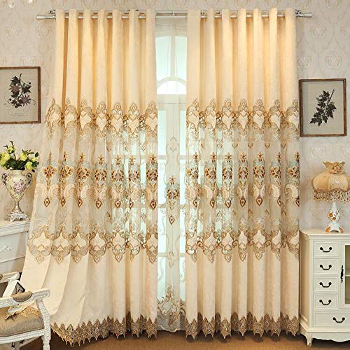 pureaqu Sheer Curtains Embroidered Window Drape Rod Pocket 1PC W52 x H96 - size: 52"W x 96"L (Pack of 1)