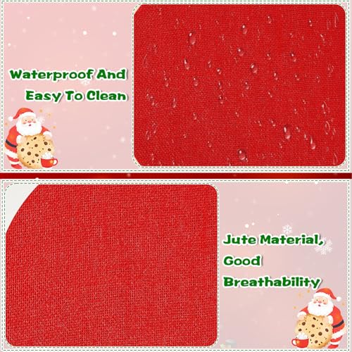 24 Pcs Red Burlap Round Placemats, Christmas Table Mats - color: Red