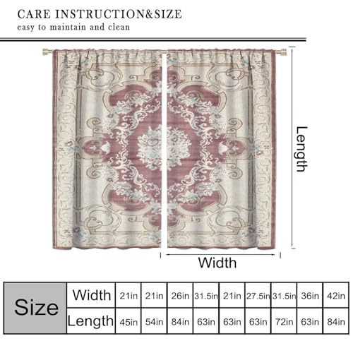 Vintage Boho Floral Curtains White Red Retro Flower Rustic Country Farmhouse Abstract Pattern Window Drapes for Bedroom Living Room Kitchen Cafe (W20xL45 Inch) x2 Decor - color: Bohemia-14, size: 20"W x 45"L (Pack of 2)