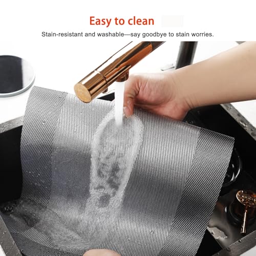 Silver Vinyl Placemats Set of 8,Washable Dining PVC Table Mats - color: Silver, size: 8PCS 12"Wx18"L
