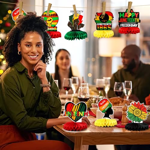 Juneteenth Decorations, Free-ish Since 1865 Honeycomb Centerpiece - style: Juneteenth Style