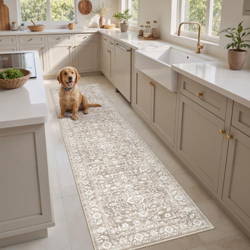 Soalmost Runner Rug Non-Slip for Hallway 2x8, Washable Soft Kitchen Rug - color: Light Brown, size: 2' x 8' (Runner)