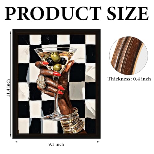 BIQRP Black Woman Hand Martini Cocktail Wooden Wall Art - color: Cocktail2