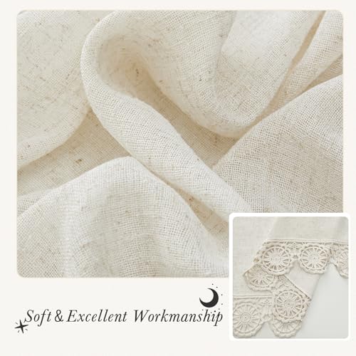 Gibelle Beige Boho Bedroom Curtains 84 Inch Length, Farmhouse Linen Curtains for Living Room, Bohemian Country Window Curtain Panels Tassel Draperies, 56’’W x 84’’L - color: Beige, size: 56"W x 84"L (Pack of 1)
