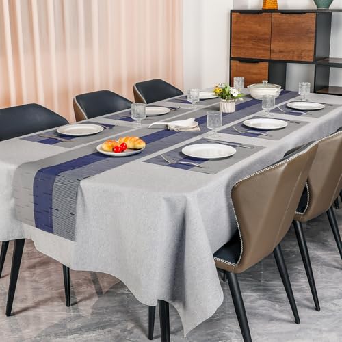 Placemats Set of 4, Vinyl Woven Heat-Resistant Place Mats - color: Blue Gray, size: Set of 4
