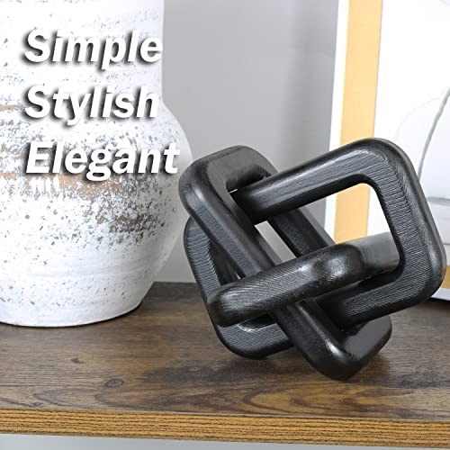 Wood Knot Home Decorations - Handmade Wood Chain Link Decor for Living Room, Farmhouse, Entry, Shelf, Coffee Table - color: Black