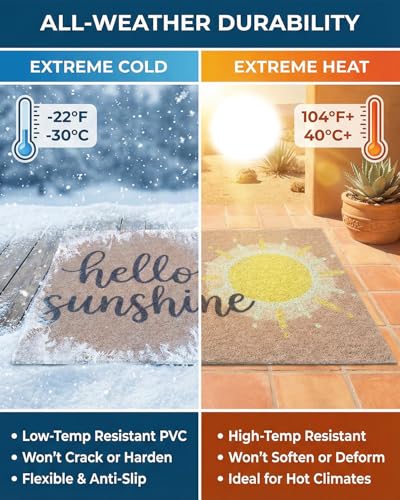 Cheerful Hello Sunshine Coil Door Mat 20x30 Inch - color: Hello Sunshine